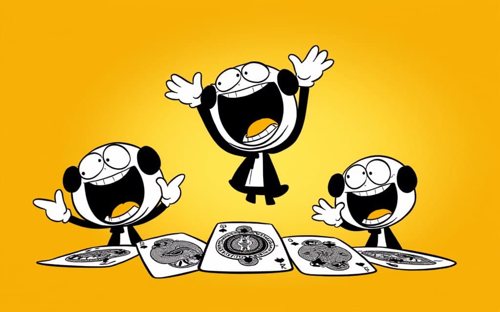 playing cards with his friends